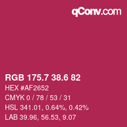 カラーコード: RGB 175.7 38.6 82 | qconv.com