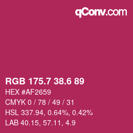 カラーコード: RGB 175.7 38.6 89 | qconv.com