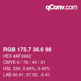 カラーコード: RGB 175.7 38.6 98 | qconv.com