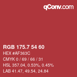 カラーコード: RGB 175.7 54 60 | qconv.com