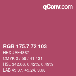 カラーコード: RGB 175.7 72 103 | qconv.com