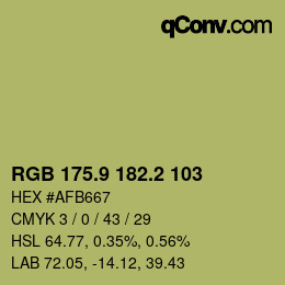 Color code: RGB 175.9 182.2 103 | qconv.com