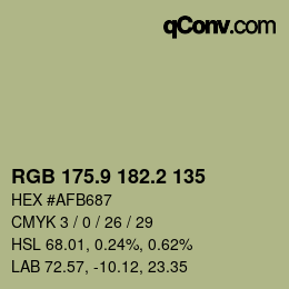 Color code: RGB 175.9 182.2 135 | qconv.com