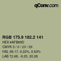 カラーコード: RGB 175.9 182.2 141 | qconv.com
