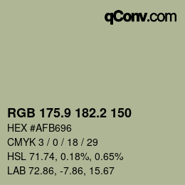 カラーコード: RGB 175.9 182.2 150 | qconv.com