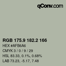 Color code: RGB 175.9 182.2 166 | qconv.com