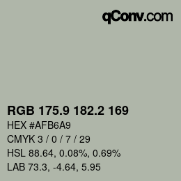 Color code: RGB 175.9 182.2 169 | qconv.com