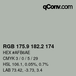 Color code: RGB 175.9 182.2 174 | qconv.com