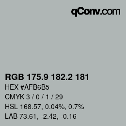 Color code: RGB 175.9 182.2 181 | qconv.com
