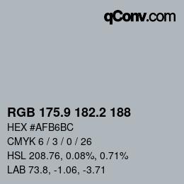 Color code: RGB 175.9 182.2 188 | qconv.com