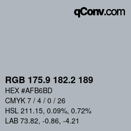 カラーコード: RGB 175.9 182.2 189 | qconv.com
