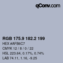 カラーコード: RGB 175.9 182.2 199 | qconv.com