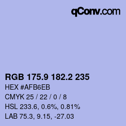 Color code: RGB 175.9 182.2 235 | qconv.com