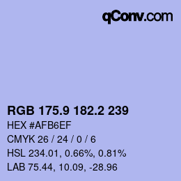 Color code: RGB 175.9 182.2 239 | qconv.com