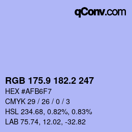 Farbcode: RGB 175.9 182.2 247 | qconv.com