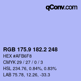 カラーコード: RGB 175.9 182.2 248 | qconv.com