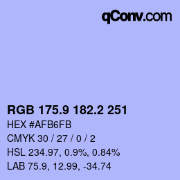Color code: RGB 175.9 182.2 251 | qconv.com