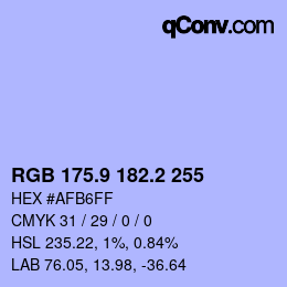Color code: RGB 175.9 182.2 255 | qconv.com