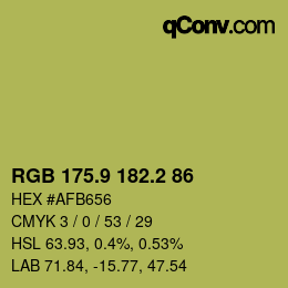 カラーコード: RGB 175.9 182.2 86 | qconv.com