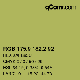 カラーコード: RGB 175.9 182.2 92 | qconv.com