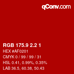 カラーコード: RGB 175.9 2.2 1 | qconv.com