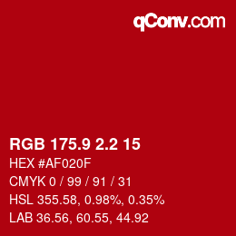 カラーコード: RGB 175.9 2.2 15 | qconv.com