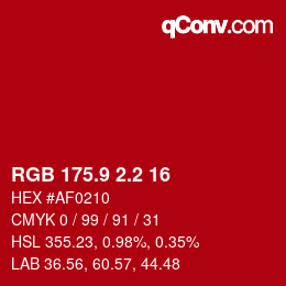 カラーコード: RGB 175.9 2.2 16 | qconv.com