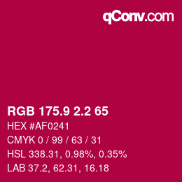 カラーコード: RGB 175.9 2.2 65 | qconv.com