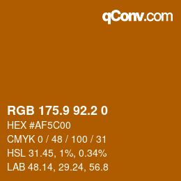 Color code: RGB 175.9 92.2 0 | qconv.com