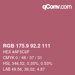 カラーコード: RGB 175.9 92.2 111 | qconv.com