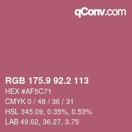 カラーコード: RGB 175.9 92.2 113 | qconv.com