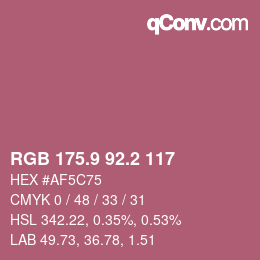 カラーコード: RGB 175.9 92.2 117 | qconv.com