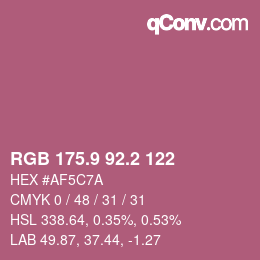 カラーコード: RGB 175.9 92.2 122 | qconv.com