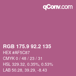 カラーコード: RGB 175.9 92.2 135 | qconv.com