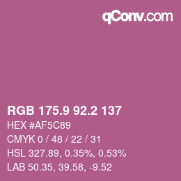 カラーコード: RGB 175.9 92.2 137 | qconv.com