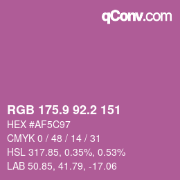 カラーコード: RGB 175.9 92.2 151 | qconv.com