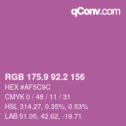 カラーコード: RGB 175.9 92.2 156 | qconv.com