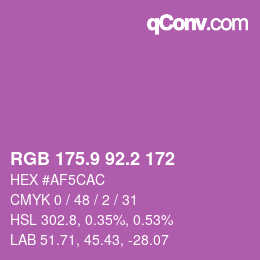 カラーコード: RGB 175.9 92.2 172 | qconv.com