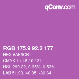 カラーコード: RGB 175.9 92.2 177 | qconv.com