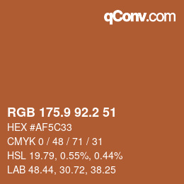 カラーコード: RGB 175.9 92.2 51 | qconv.com