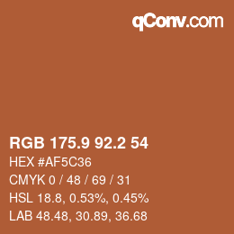 カラーコード: RGB 175.9 92.2 54 | qconv.com