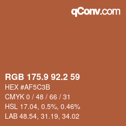 カラーコード: RGB 175.9 92.2 59 | qconv.com