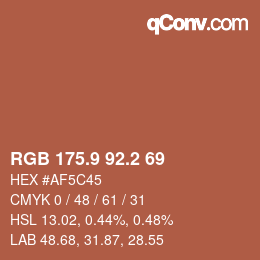 カラーコード: RGB 175.9 92.2 69 | qconv.com