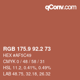 カラーコード: RGB 175.9 92.2 73 | qconv.com