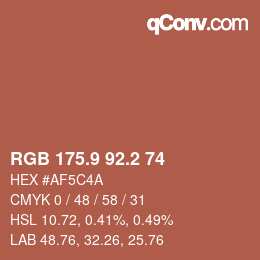 カラーコード: RGB 175.9 92.2 74 | qconv.com