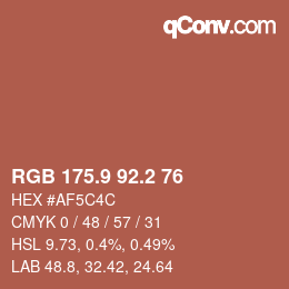 カラーコード: RGB 175.9 92.2 76 | qconv.com