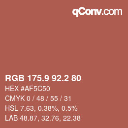 カラーコード: RGB 175.9 92.2 80 | qconv.com