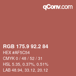 カラーコード: RGB 175.9 92.2 84 | qconv.com