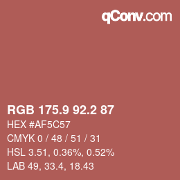 Farbcode: RGB 175.9 92.2 87 | qconv.com