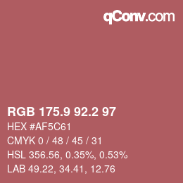 カラーコード: RGB 175.9 92.2 97 | qconv.com